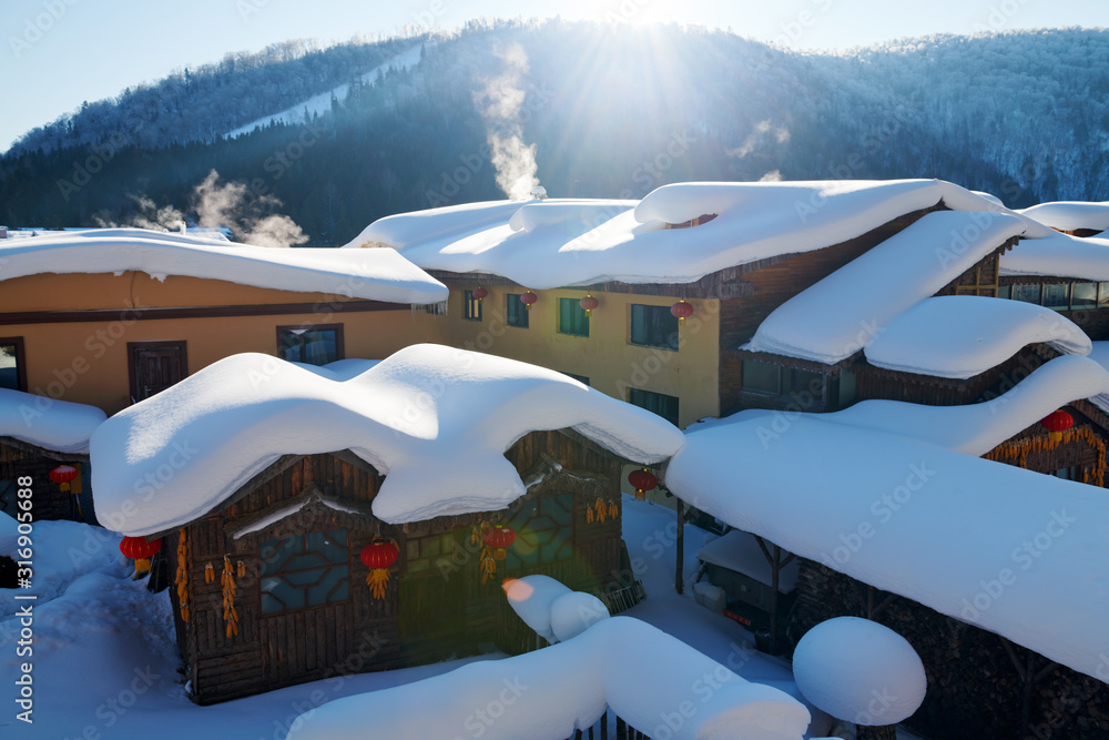 中国雪乡美丽的雪景。