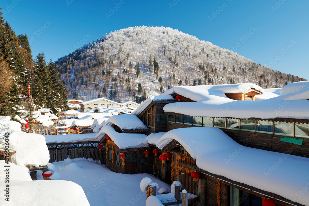 中国雪乡美丽的雪景。