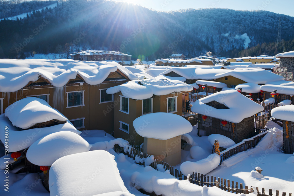 中国雪乡美丽的雪景。