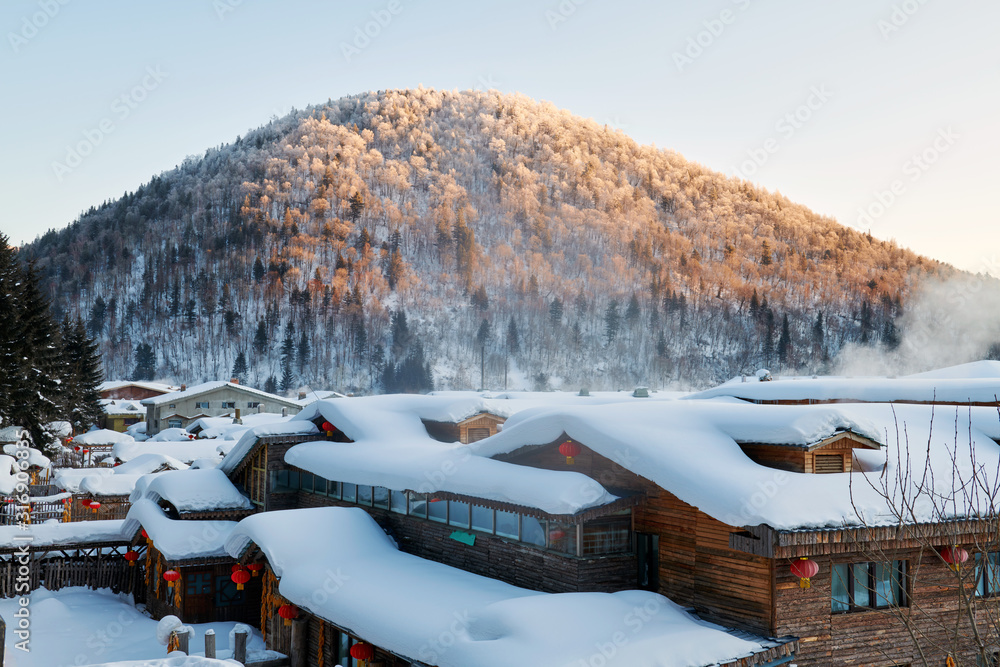 中国雪乡美丽的雪景。