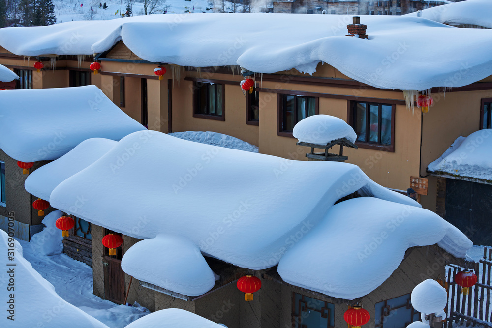 中国雪乡美丽的雪景。