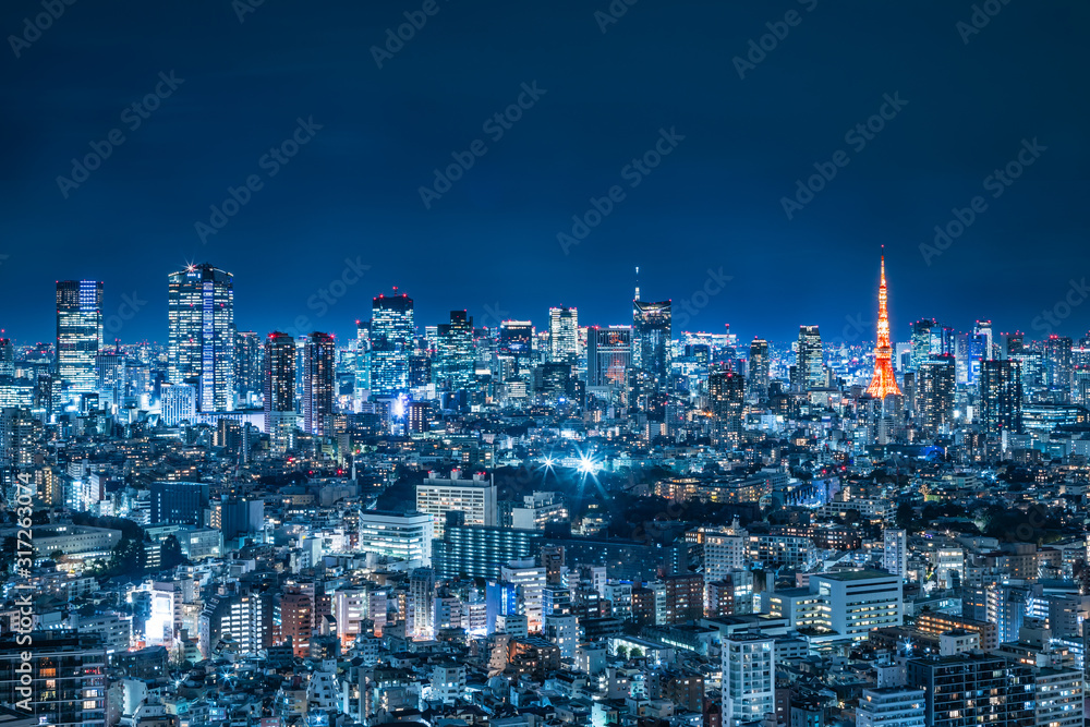 光が溢れる東京の夜景