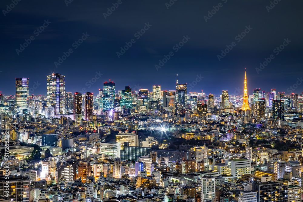 光が溢れる東京の夜景