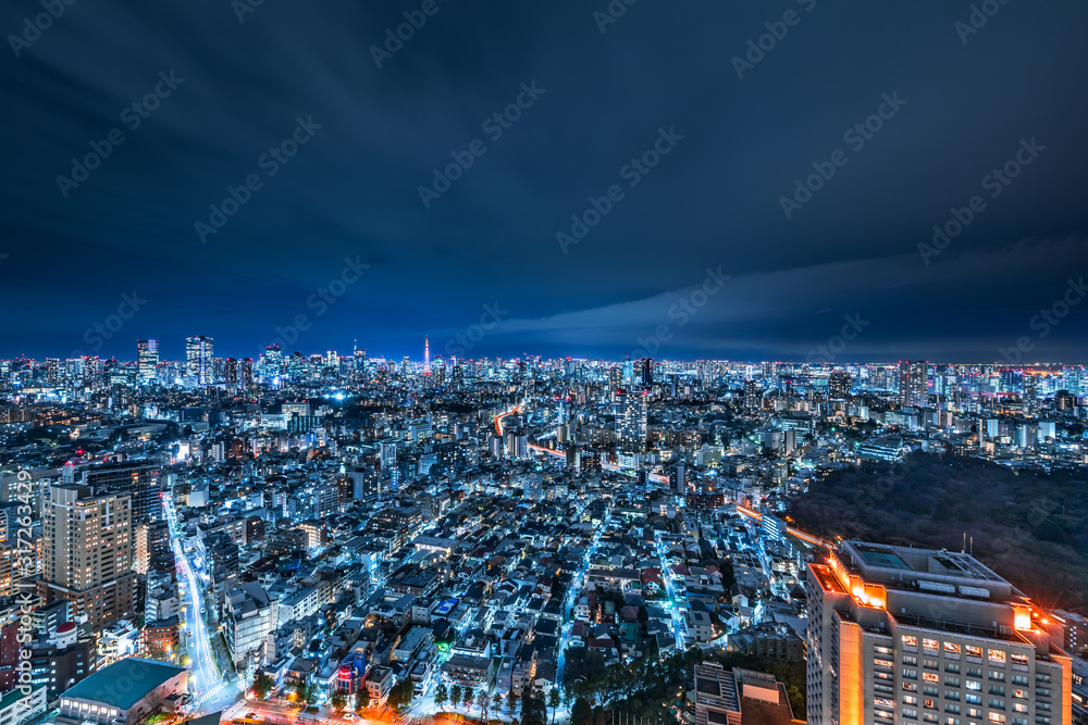 光が溢れる東京の夜景