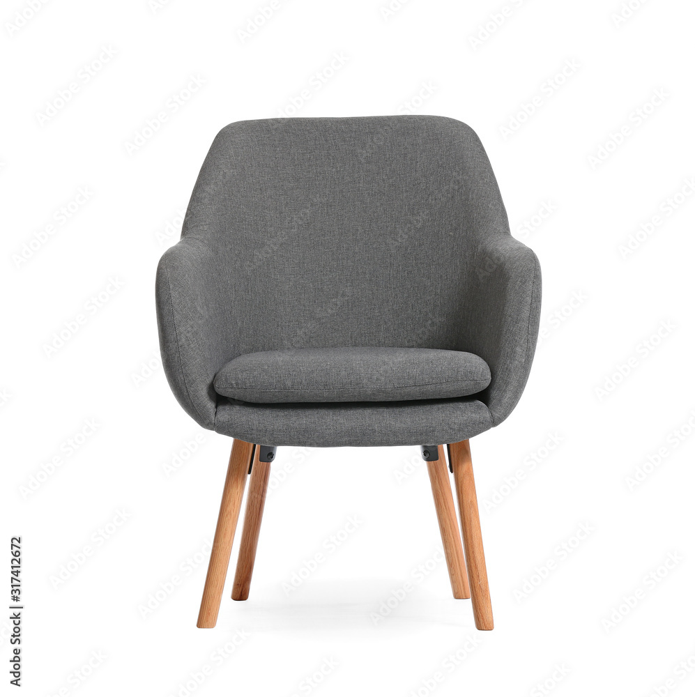 Modern armchair on white background