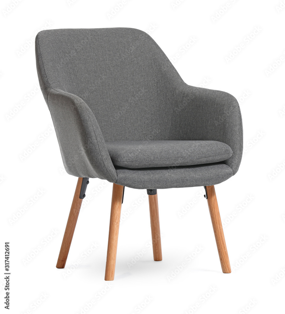 Modern armchair on white background