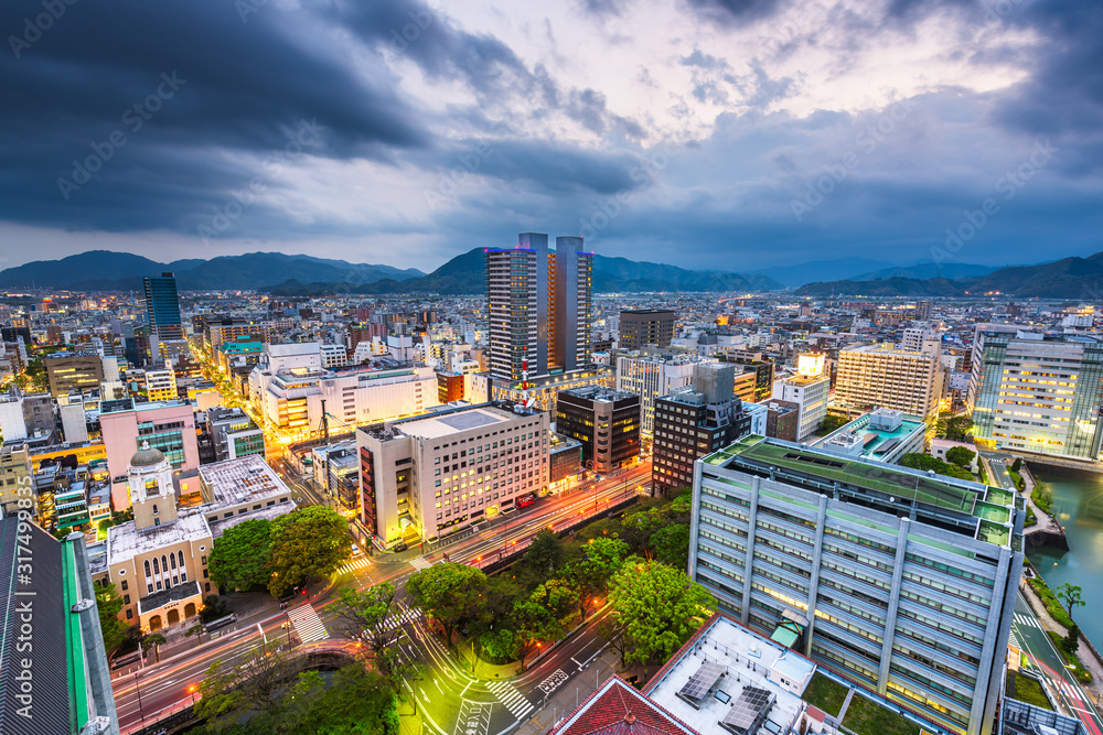 静冈，日本夜晚的天际线