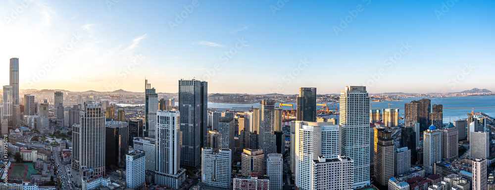 city skyline in dalian china