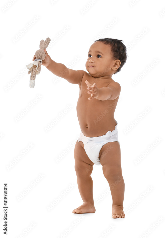 Cute African-American baby isolated on white