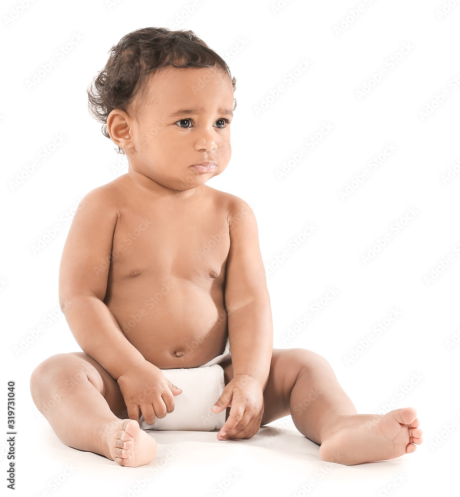 Cute African-American baby isolated on white