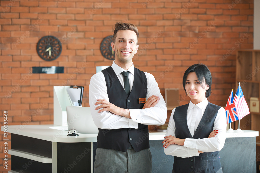 Portrait of receptionists in hotel