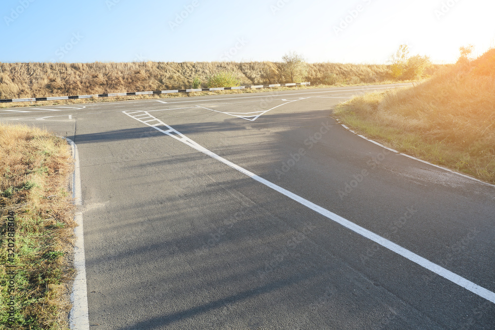 View of crossroads in countryside