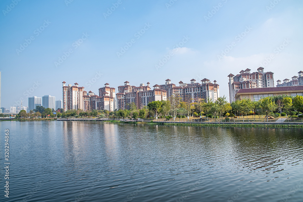 Beautiful Lakeview Real Estate Residential District in Fenghuanghu Park, Nansha District, Guangzhou,