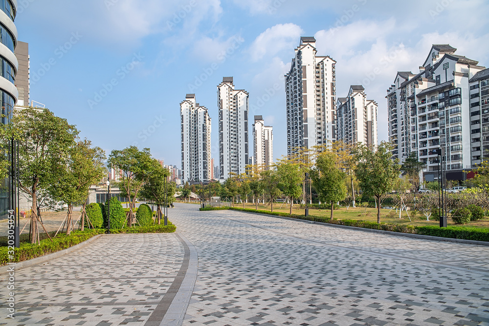 美丽城市高层住宅区背景材料