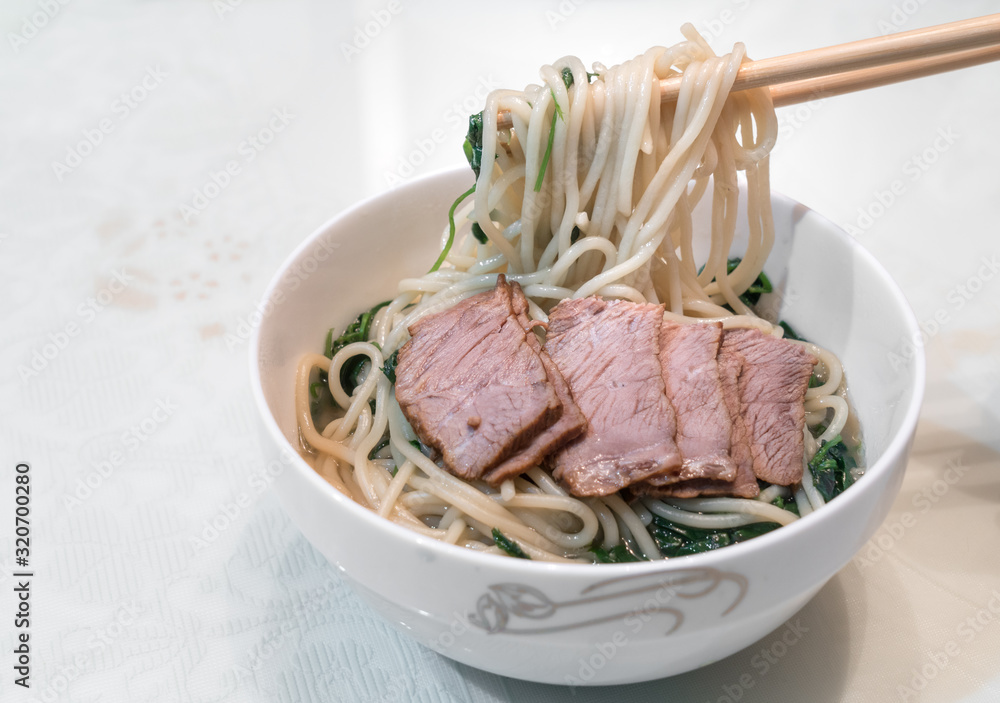 Noodles and beef,pollution-free food,nutritious and healthy.