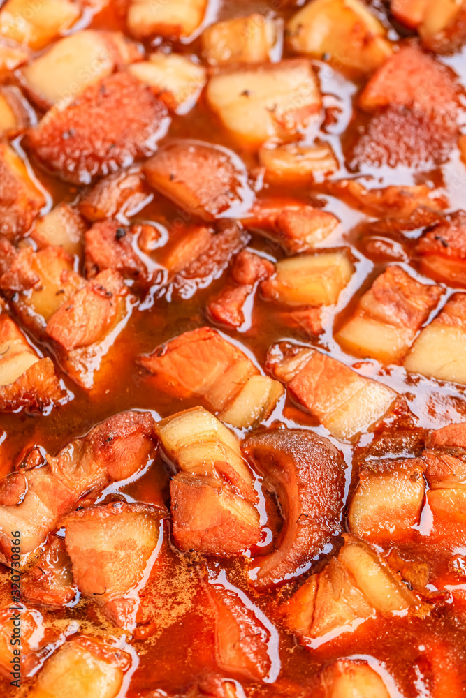 Pork braised in brown sauce, braised pork.chinese traditional cuisine.