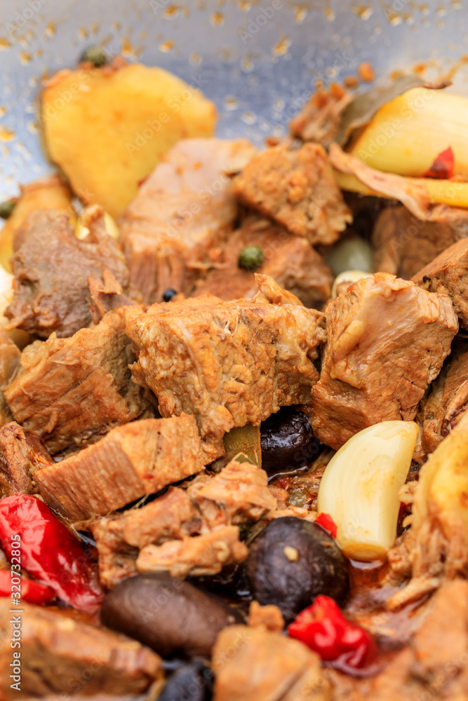 Delicious braised beef in a bowl,Chinese food.