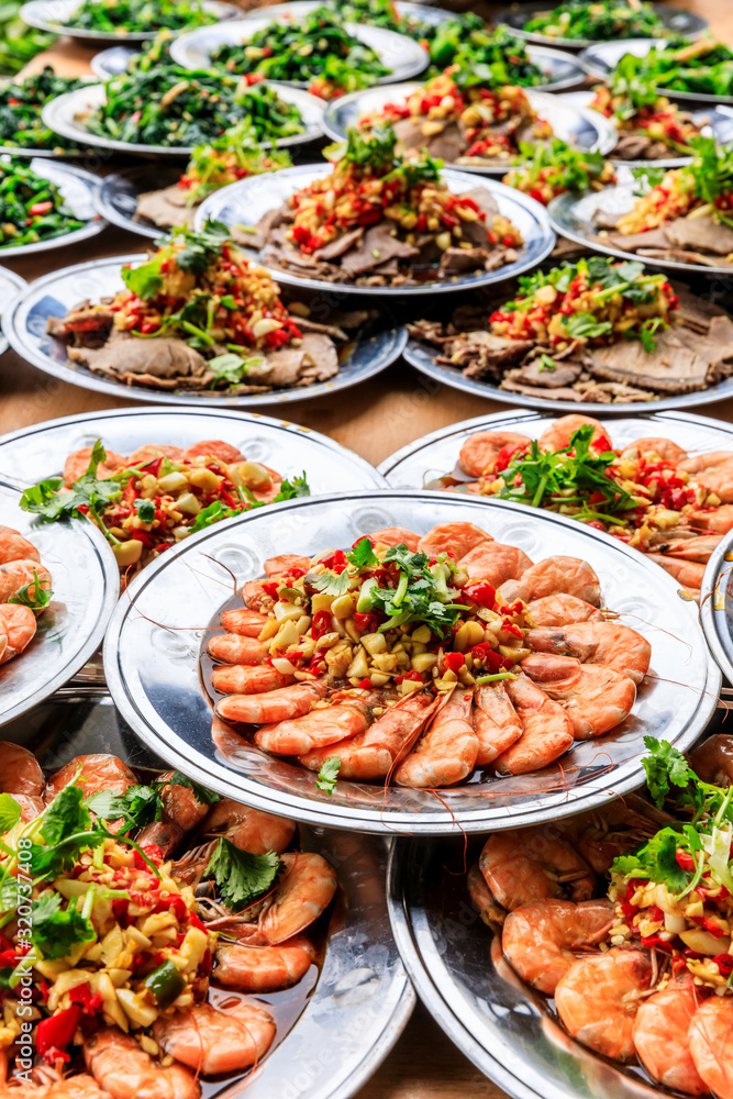 Delicious traditional Chinese snacks,food background.