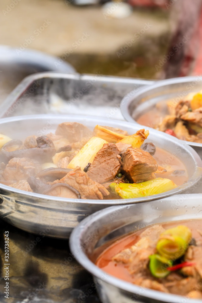 Delicious braised beef in a bowl,Chinese food.