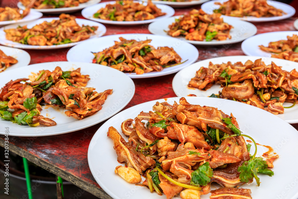 Delicious pork ears snack cold dish,Chinese food.