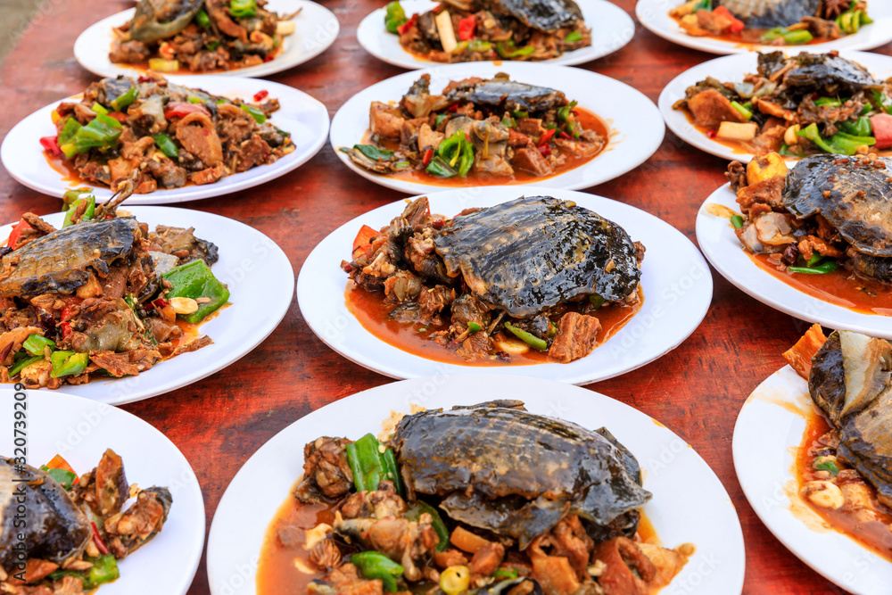 Delicious braised turtle,Chinese traditional cuisine.