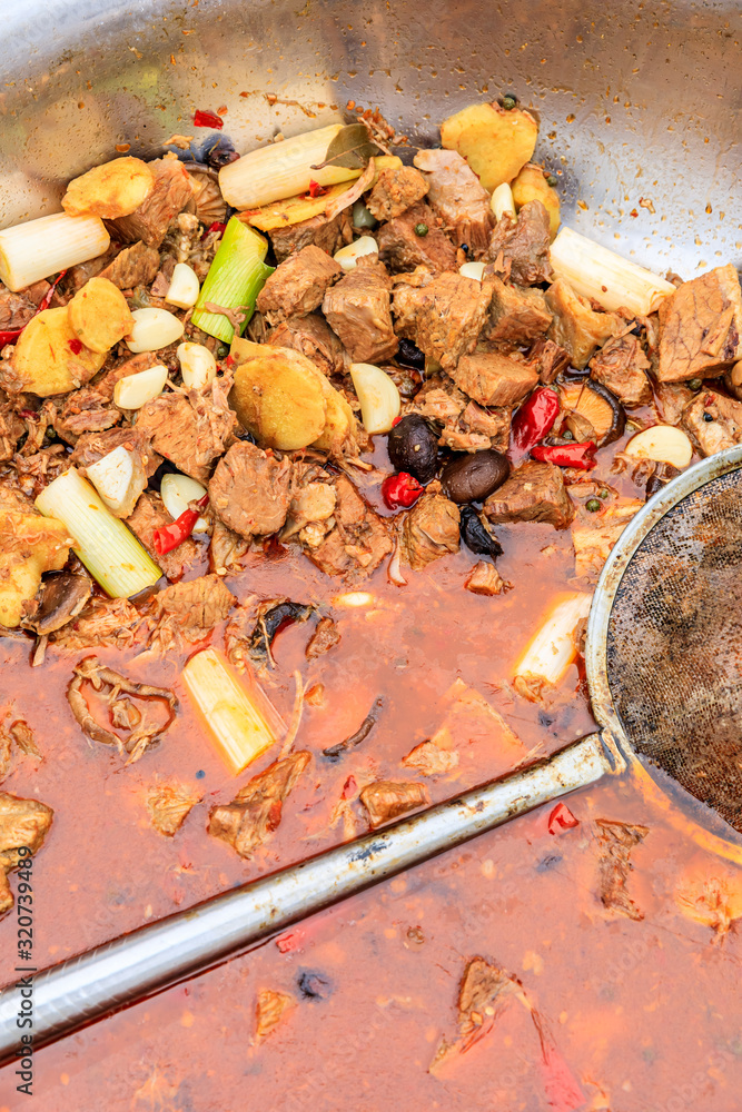 Delicious braised beef in a bowl,Chinese food.