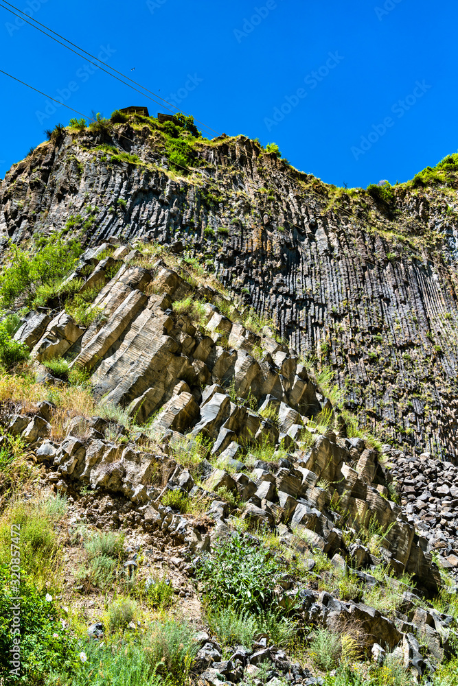 Basalt column formations in the Garni Gorge, Armenia