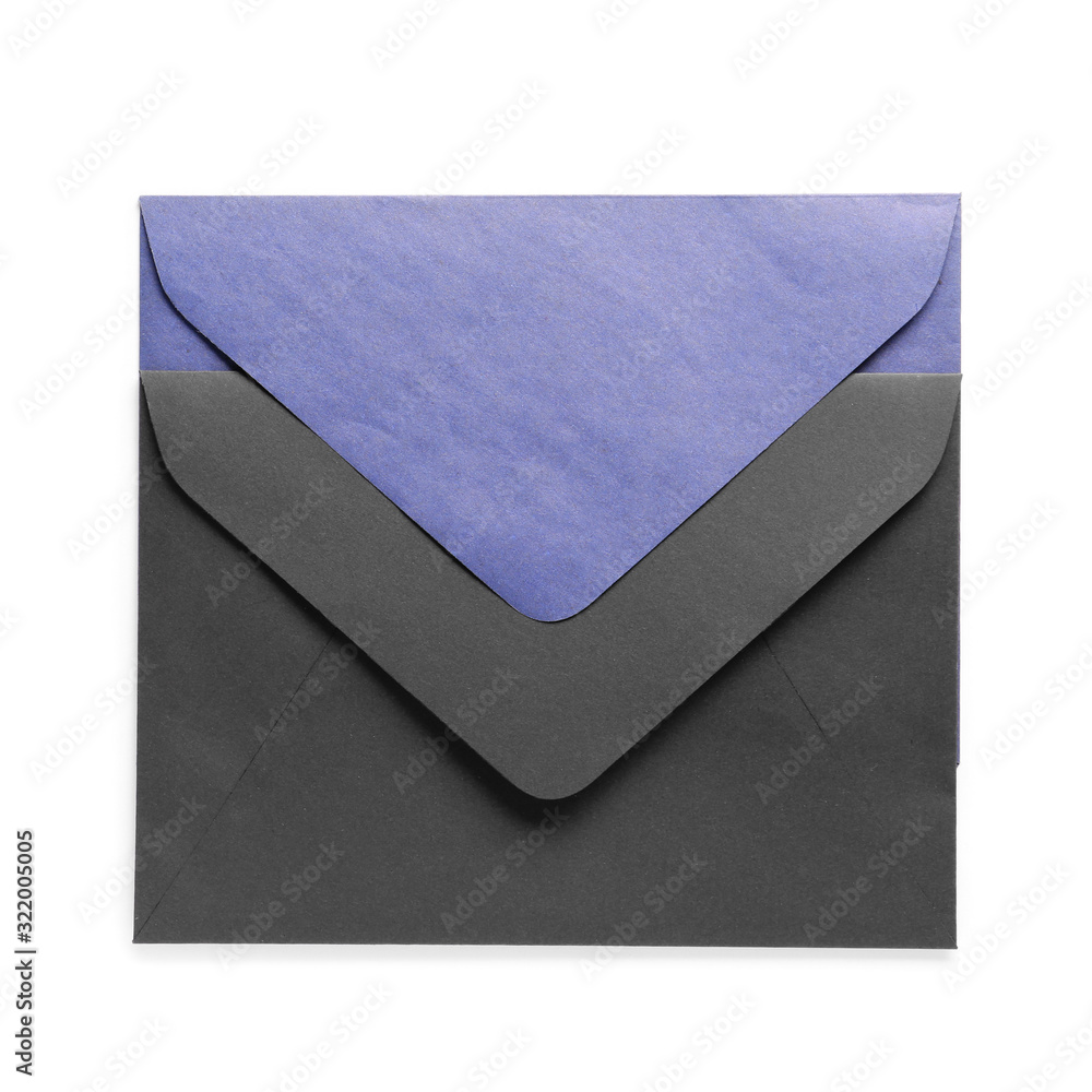 Paper envelopes on white background