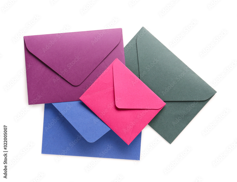 Paper envelopes on white background