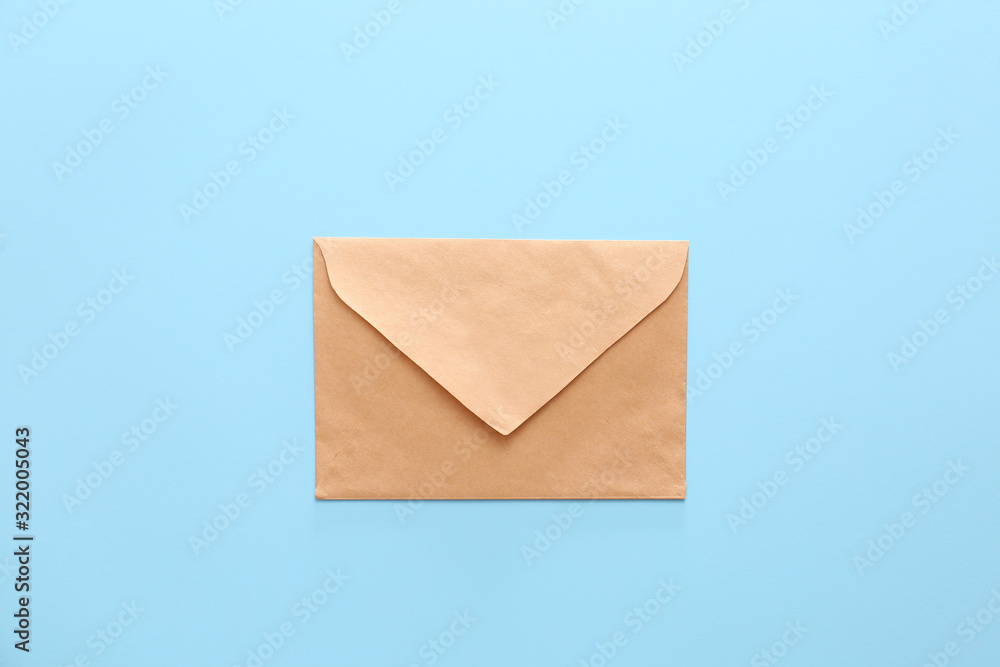 Paper envelope on color background