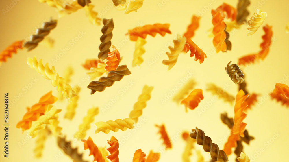 Freeze motion of flying uncooked pasta