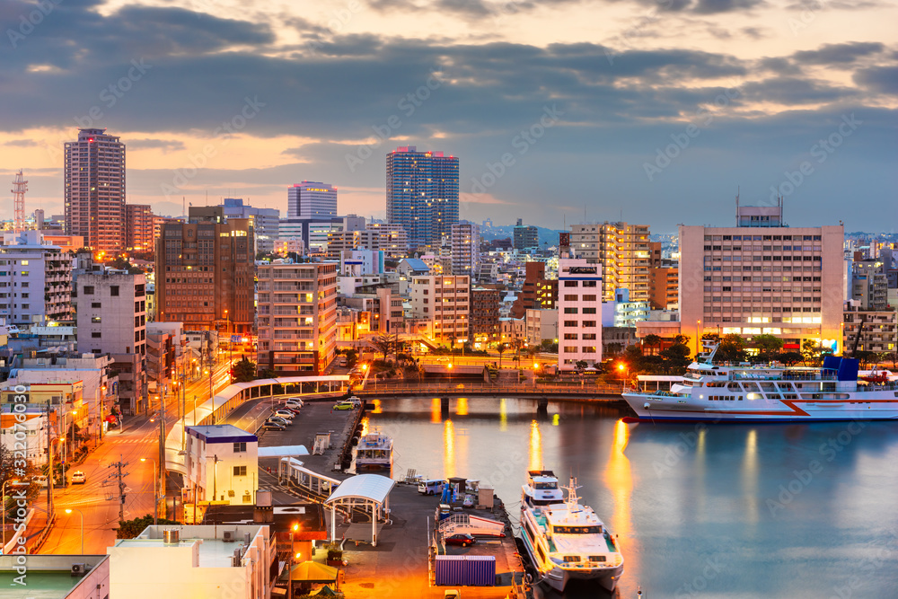 Naha, Okinawa, Japan Cityscape at Dawn