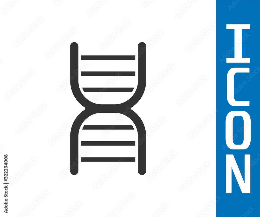 Grey DNA symbol icon isolated on white background.  Vector Illustration