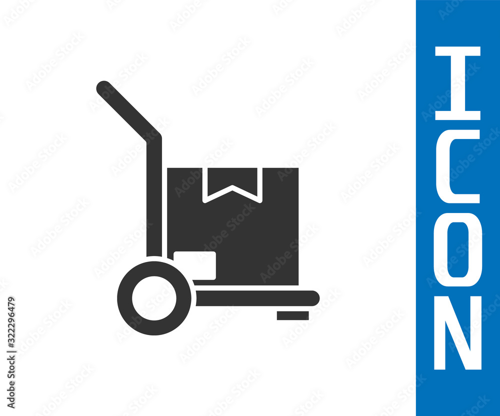 Grey Hand truck and boxes icon isolated on white background. Dolly symbol.  Vector Illustration