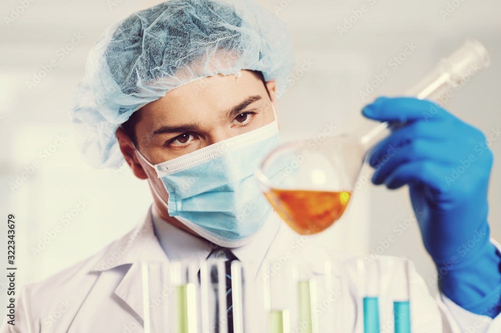 Scientist man working at the laboratory