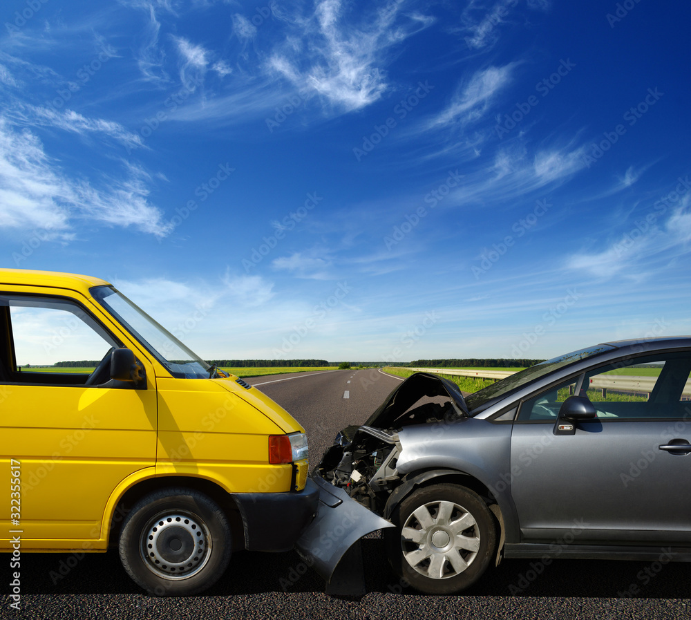 Car crash accident on street