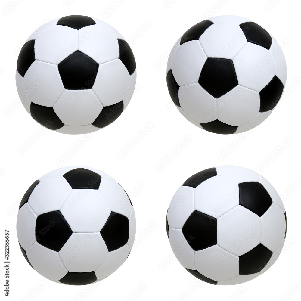 set soccer balls  isolated on white