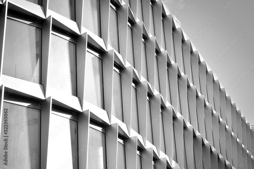 Abstract modern architecture with high contrast black and white tone. Architecture of geometry at gl