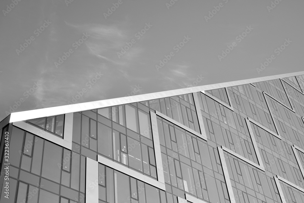 Abstract modern architecture with high contrast black and white tone. Architecture of geometry at gl