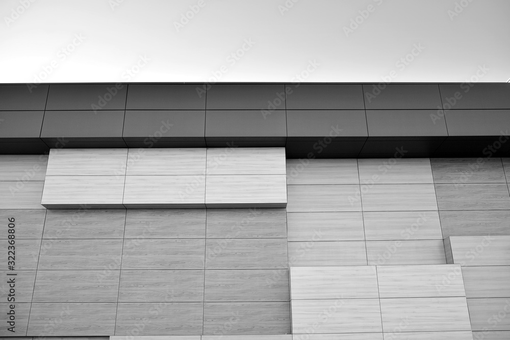 Abstract modern architecture with high contrast black and white tone. Architecture of geometry at gl