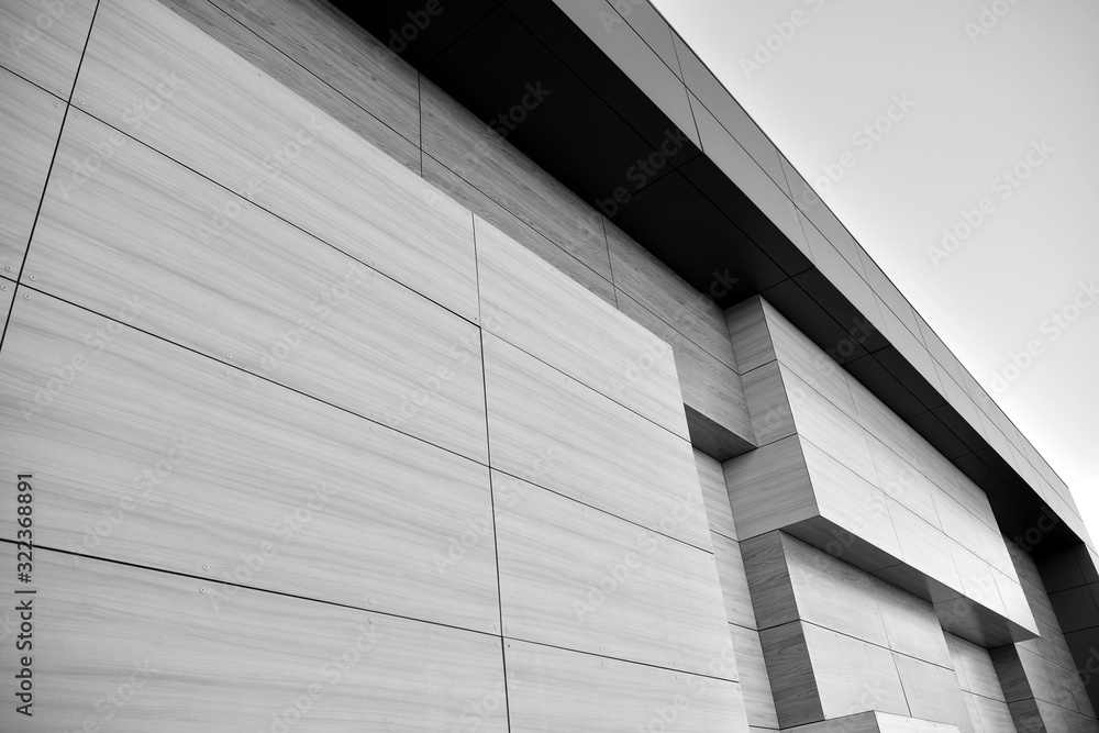 Abstract modern architecture with high contrast black and white tone. Architecture of geometry at gl