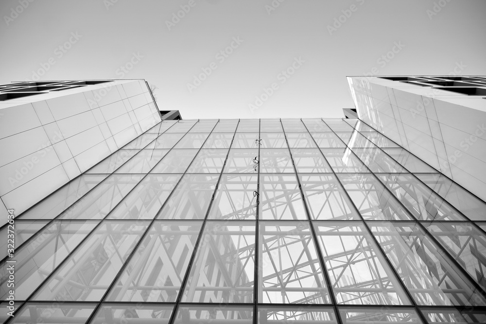 Abstract modern architecture with high contrast black and white tone. Architecture of geometry at gl