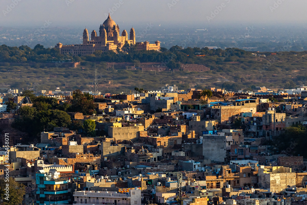 Umaid Bhavan Palace, Jodhpur, Rajasthan, India, Cityscape of Jodhpur at sunset in Rajasthan, India, 