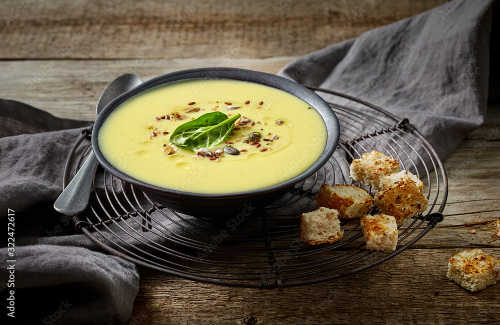 bowl of vegetable cream soup