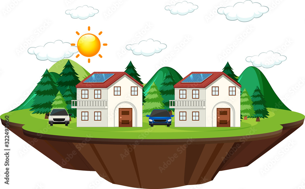 Diagram showing how solar cell works at home