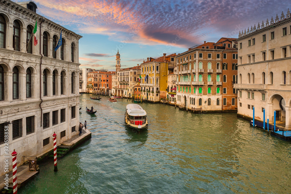 Canals of Venice city with traditional colorful architecture, Italy