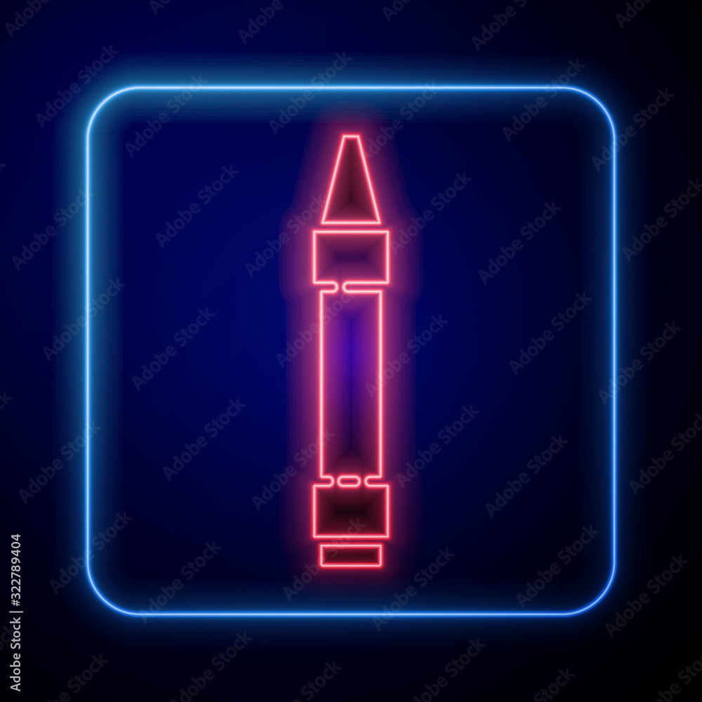 Glowing neon Wax crayons for drawing icon isolated on blue background.  Vector Illustration