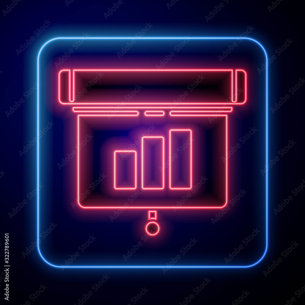 Glowing neon Presentation financial business board with graph, schedule, chart, diagram, infographic