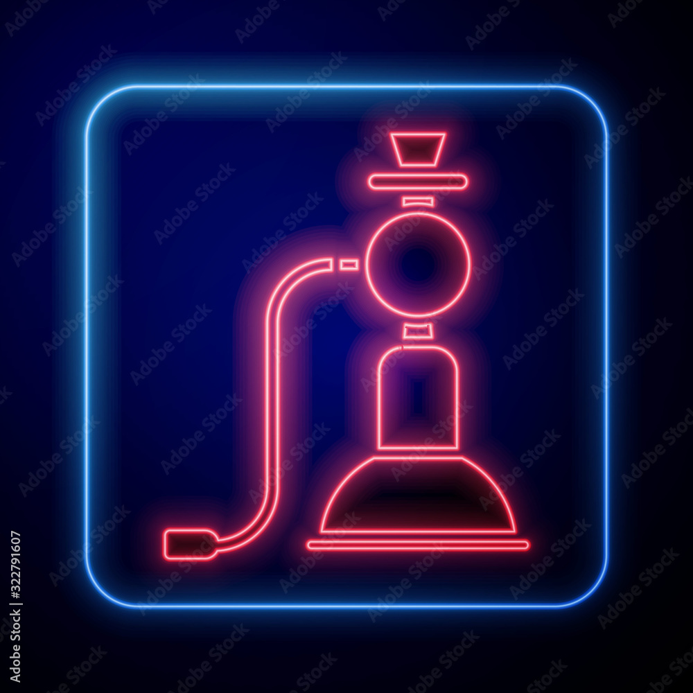 Glowing neon Wave icon isolated on blue background.  Vector Illustration