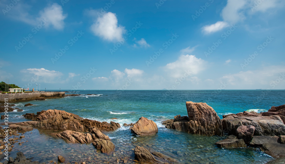 Qingdaos beautiful coastline and architectural landscape..